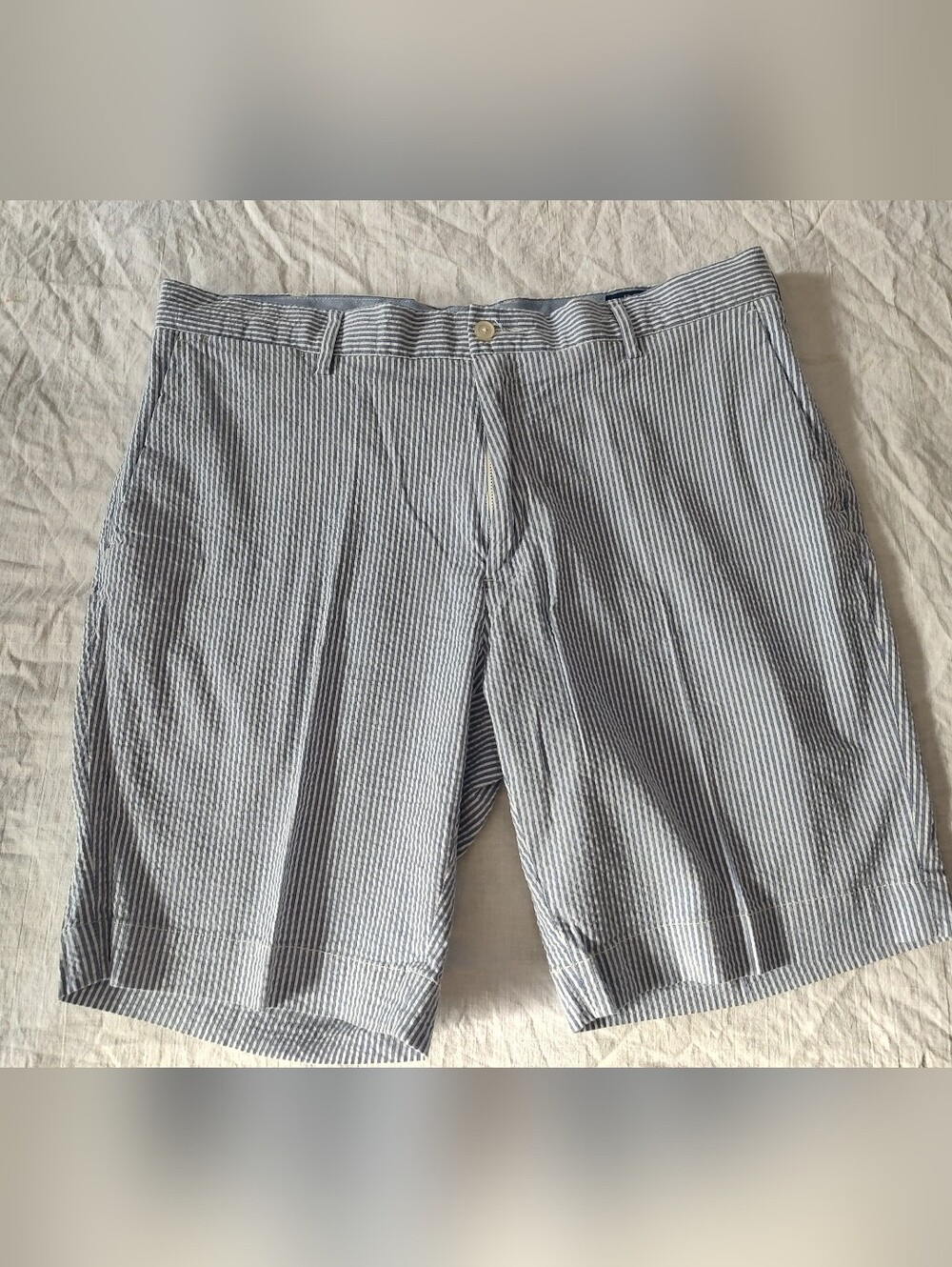 Men's Polo Ralph Lauren Blue White Seersucker Shorts 36